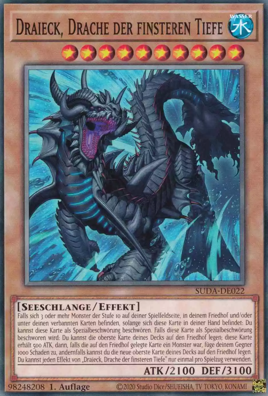 Draieck, Drache der finsteren Tiefe SUDA-DE022 ist in Common Yu-Gi-Oh Karte aus Supreme Darkness 1.Auflage