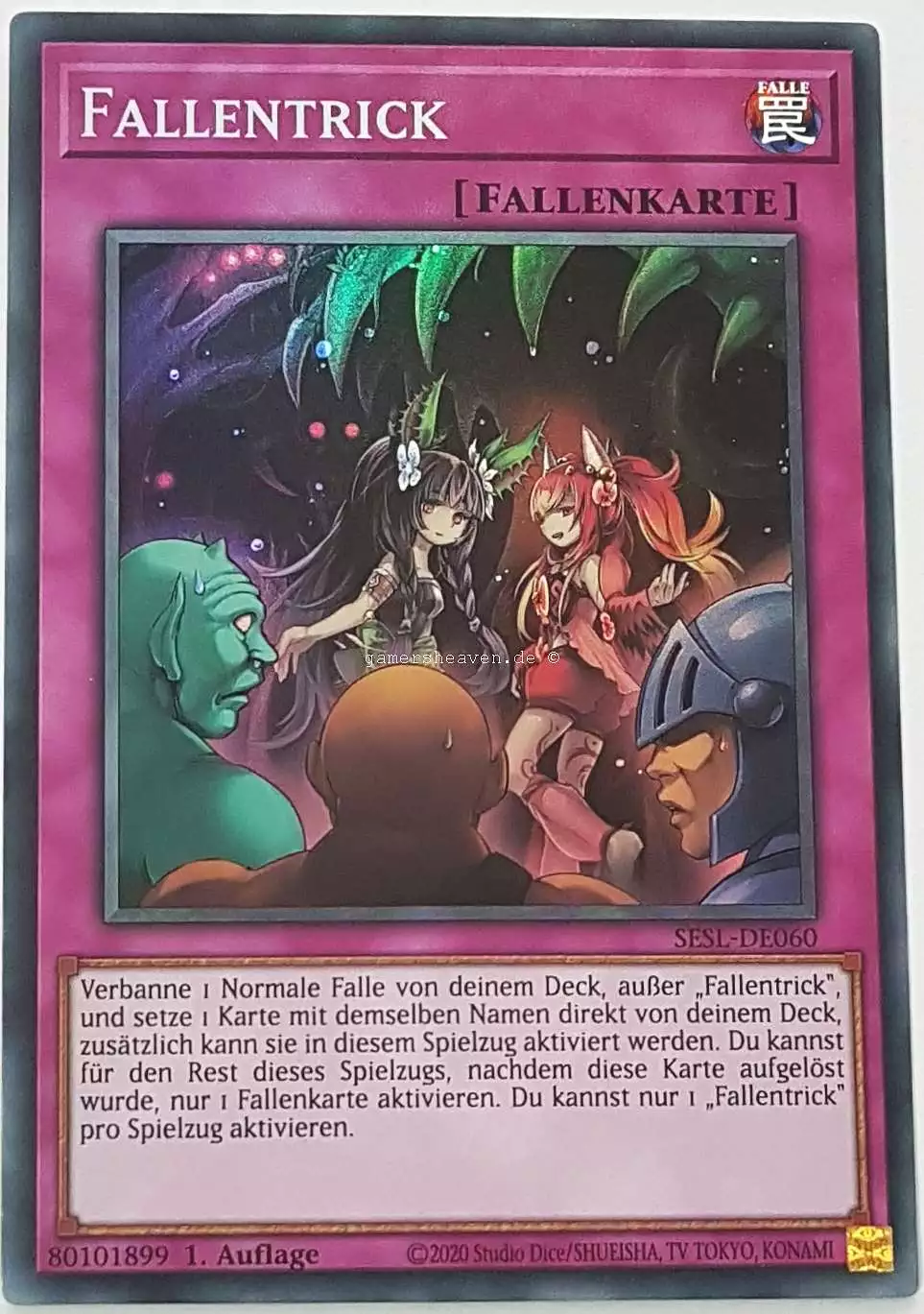 Fallentrick SESL-DE060 ist in Super Rare Yu-Gi-Oh Karte aus Secret Slayers 1.Auflage