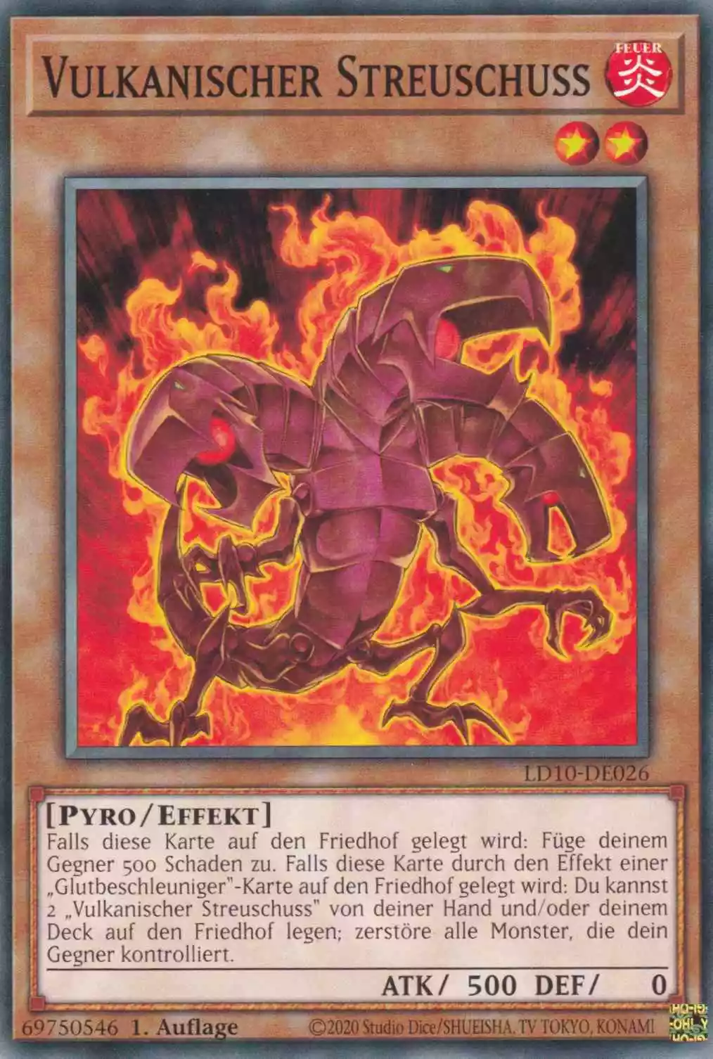 Vulkanischer Streuschuss LD10-DE026 ist in Common Yu-Gi-Oh Karte aus Legendary Duelists Soulburning Volcano 1.Auflage