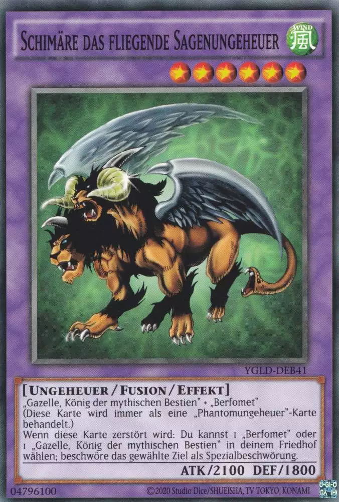 Schimäre das fliegende Sagenungeheuer YGLD-DEB41 ist in Common Yu-Gi-Oh Karte aus Yugis Legendary Decks - King of Games unlimitiert