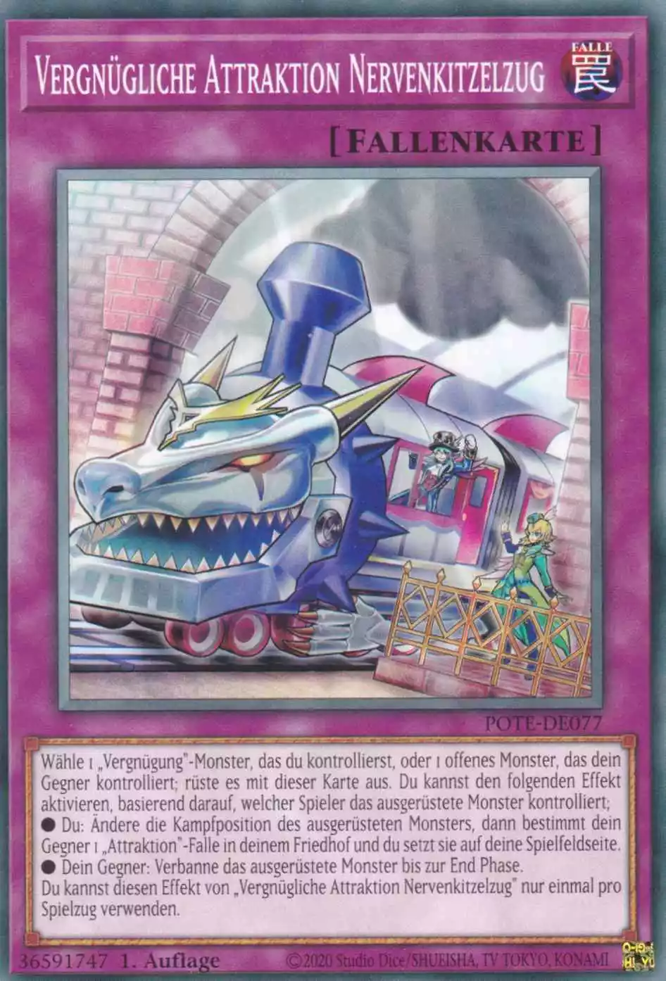 Vergnügliche Attraktion Nervenkitzelzug POTE-DE077 ist in Common Yu-Gi-Oh Karte aus Power of the Elements 1.Auflage