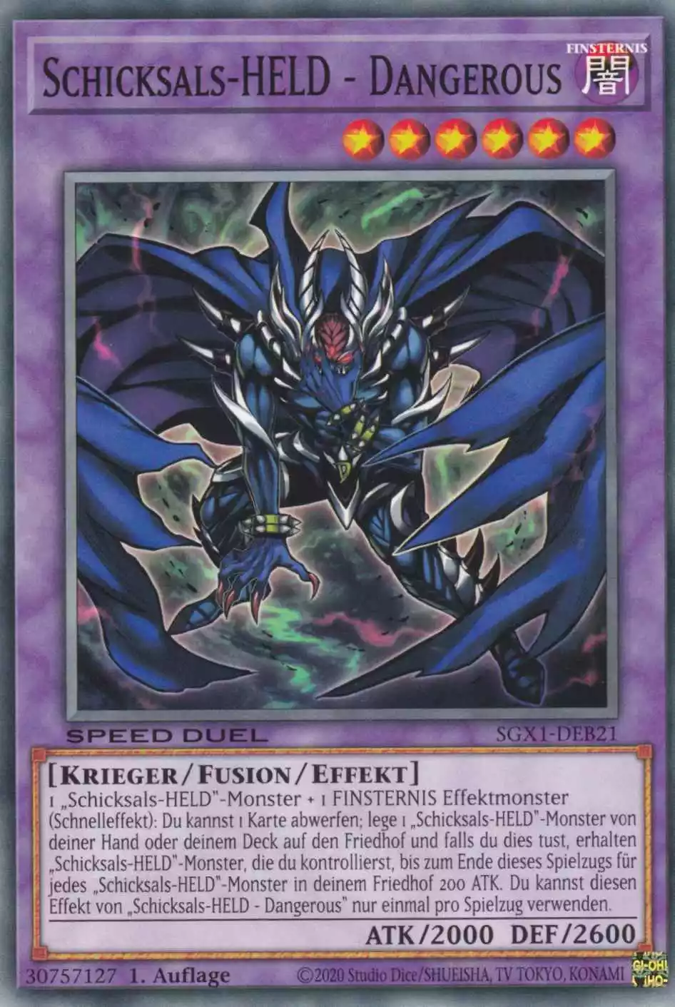 Schicksals-HELD - Dangerous SGX1-DEB21 ist in Common Yu-Gi-Oh Karte aus Speed Duel GX Duel Academy Box 1.Auflage