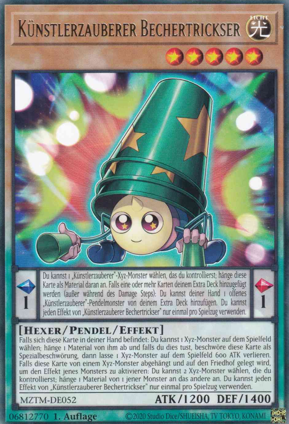 Künstlerzauberer Bechertrickser MZTM-DE052 ist in Rare Yu-Gi-Oh Karte aus Maze of the Master 1.Auflage