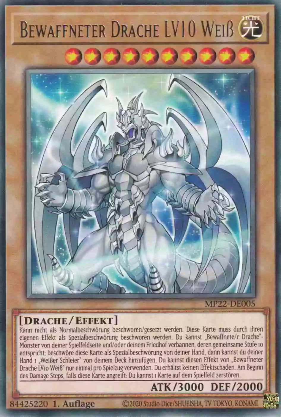 Bewaffneter Drache LV10 Weiß MP22-DE005 ist in Rare Yu-Gi-Oh Karte aus Tin of the Pharaoh’s Gods 1.Auflage