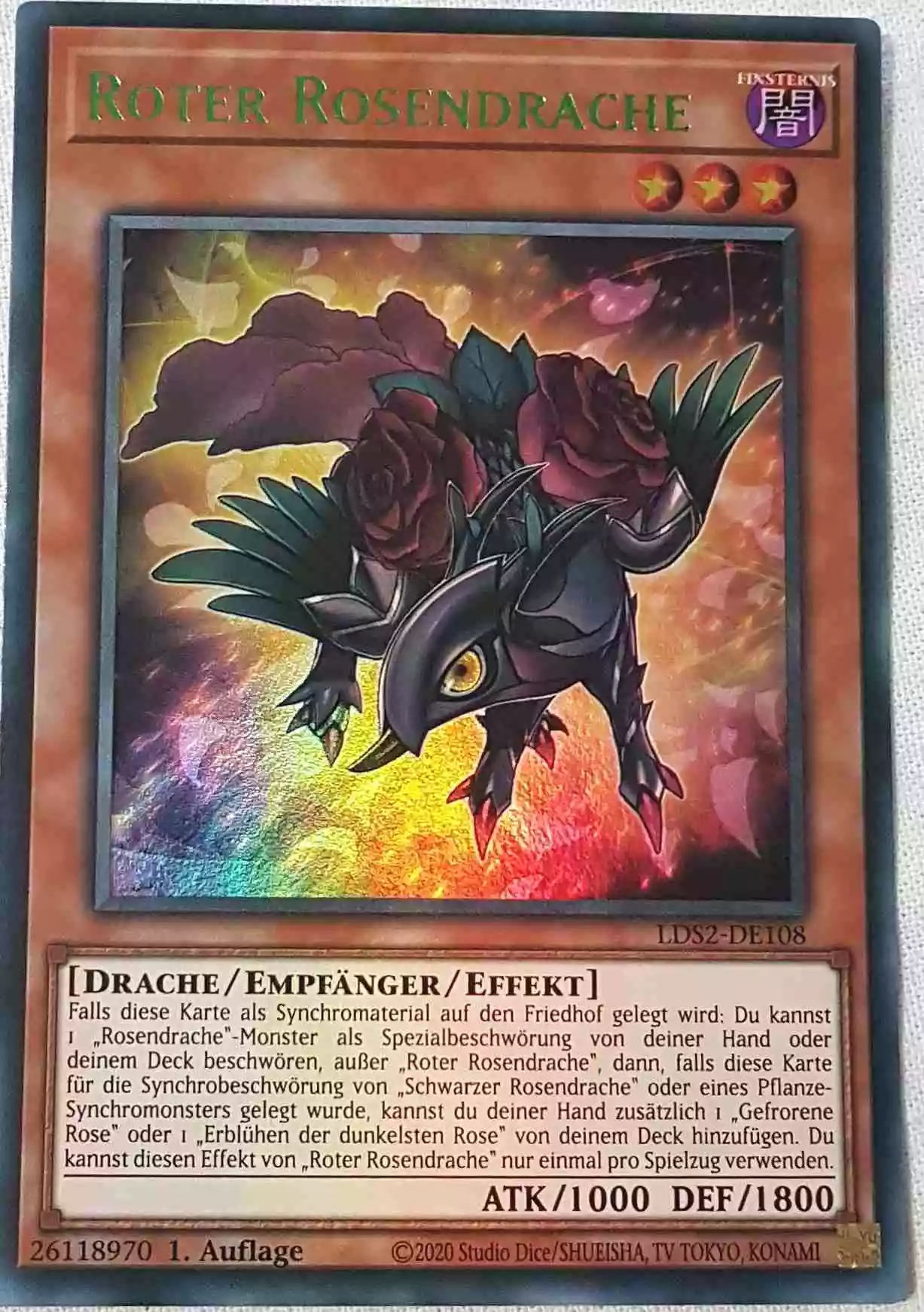 Roter Rosendrache (grün) LDS2-DE108 ist in Colorful Ultra Rare Yu-Gi-Oh Karte aus Legendary Duelists: Season 2 1.Auflage