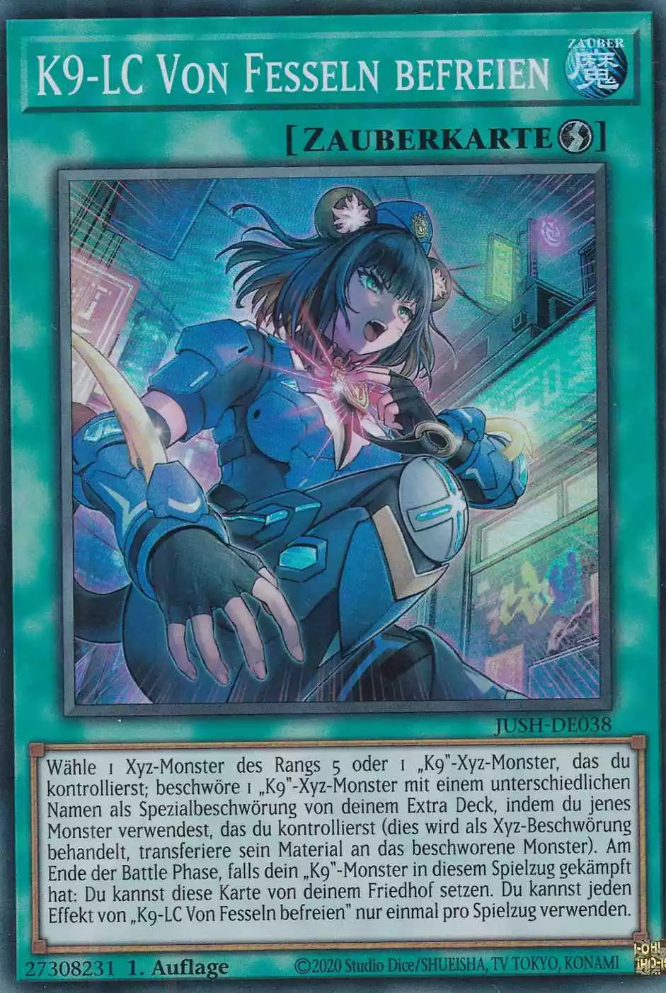 K9-LC Von Fesseln befreien Super Rare JUSH-DE038 Yugioh Karte K9-LC Von Fesseln befreien JUSH-DE038 ist in Super Rare Yu-Gi-Oh Karte aus Justice Hunters 1.Auflage