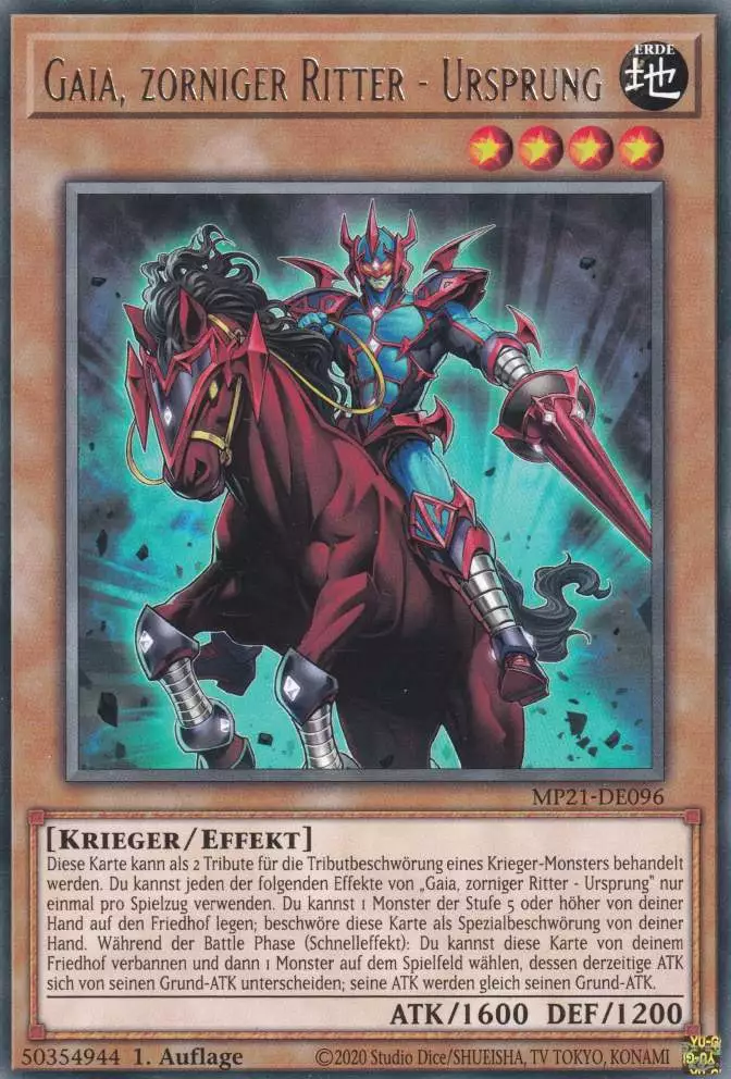 Gaia, zorniger Ritter - Ursprung MP21-DE096 ist in Rare Yu-Gi-Oh Karte aus Tin of Ancient Battles 1.Auflage