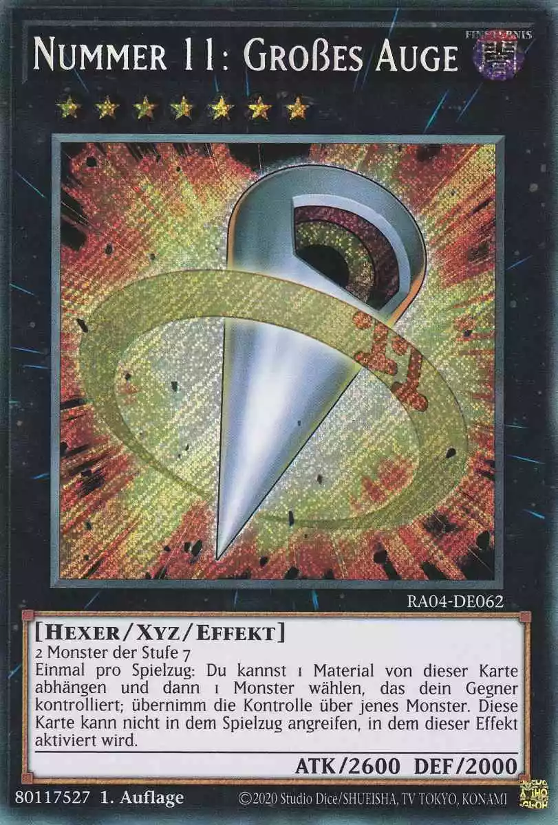 Nummer 11: Großes Auge RA04-DE062 ist in Secret Rare Yu-Gi-Oh Karte aus Quarter Century Stampede 1.Auflage