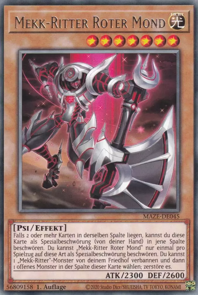 Mekk-Ritter Roter Mond MAZE-DE045 ist in Rare Yu-Gi-Oh Karte aus Maze of Memories 1.Auflage