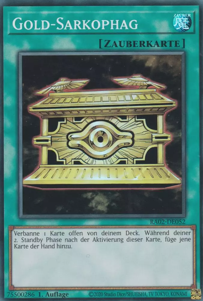 Gold-Sarkophag RA02-DE052 ist in Super Rare Yu-Gi-Oh Karte aus 25th Anniversary Rarity Collection 2 1.Auflage