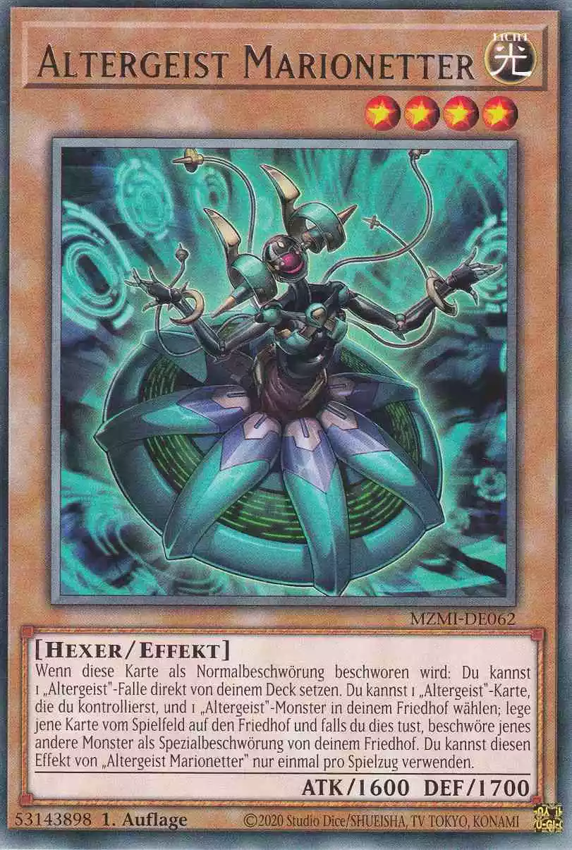 Altergeist Marionetter MZMI-DE062 ist in Rare Yu-Gi-Oh Karte aus Maze of Millennia 1.Auflage