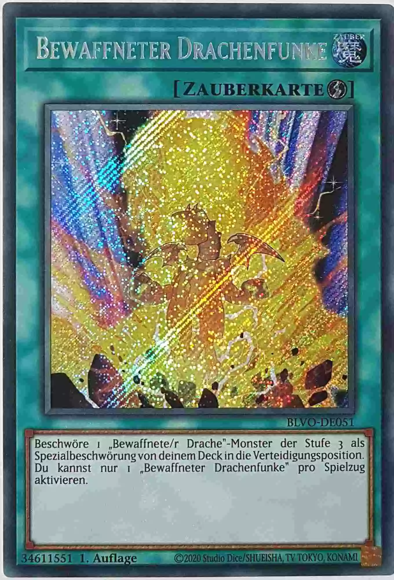 Bewaffneter Drachenfunke BLVO-DE051 ist in Secret Rare Yu-Gi-Oh Karte aus Blazing Vortex 1.Auflage