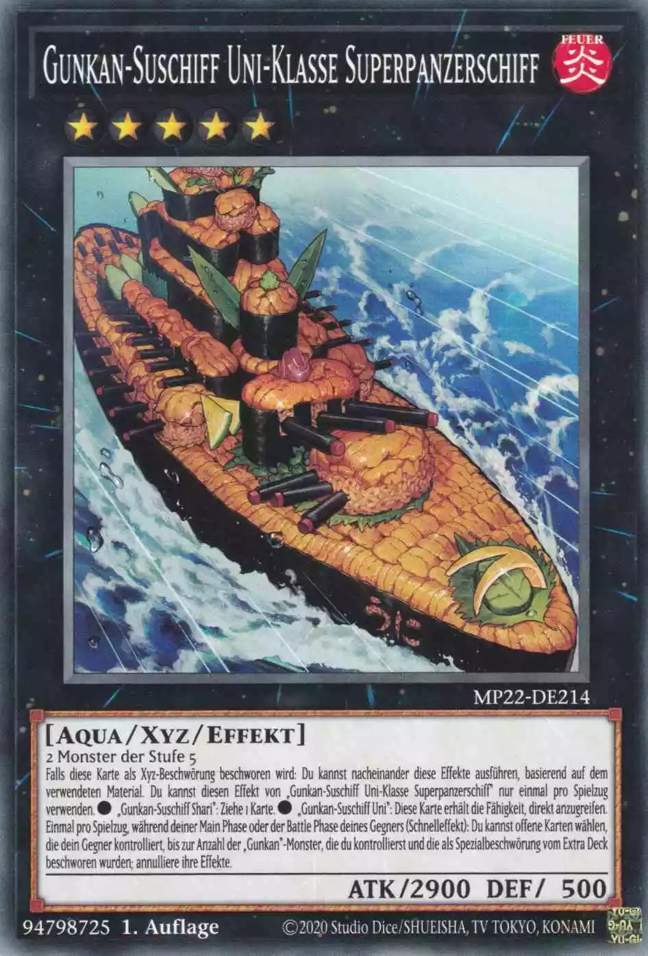 Gunkan-Suschiff Uni-Klasse Superpanzerschiff MP22-DE214 ist in Common Yu-Gi-Oh Karte aus Tin of the Pharaoh’s Gods 1.Auflage