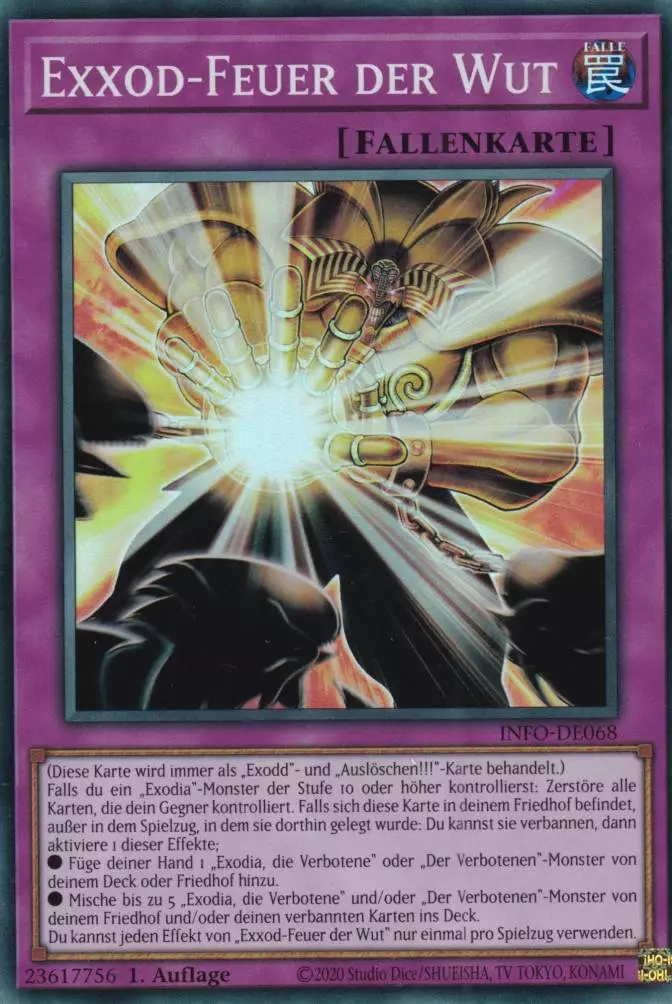 Exxod-Feuer der Wut INFO-DE068 ist in Super Rare Yu-Gi-Oh Karte aus The Infinite Forbidden 1.Auflage