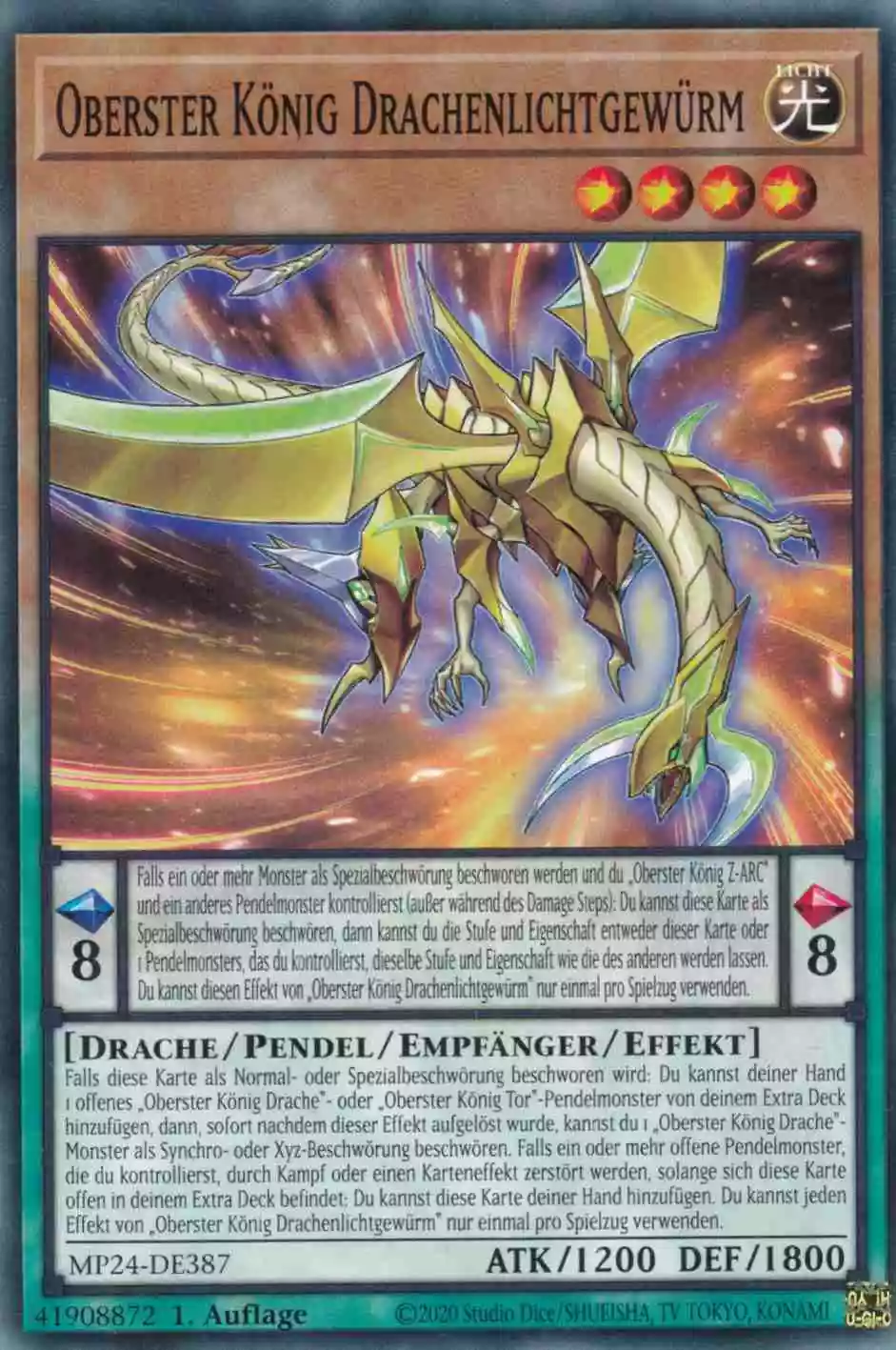 Oberster König Drachenlichtgewürm MP24-DE387 ist in Common Yu-Gi-Oh Karte aus 25th Anniversary Tin Dueling Mirrors 1.Auflage