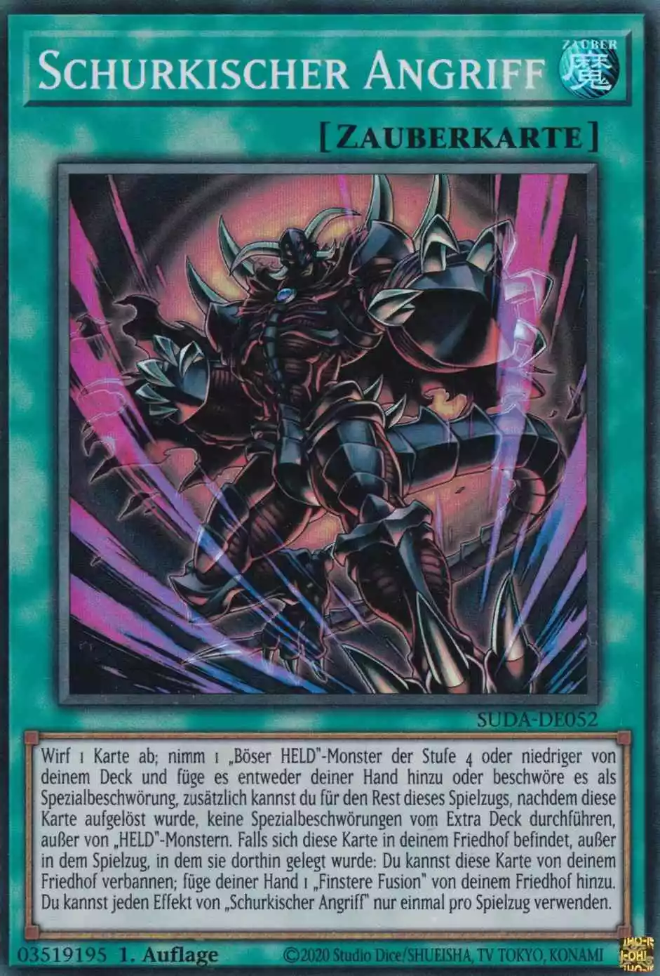 Schurkischer Angriff SUDA-DE052 ist in Super Rare Yu-Gi-Oh Karte aus Supreme Darkness 1.Auflage