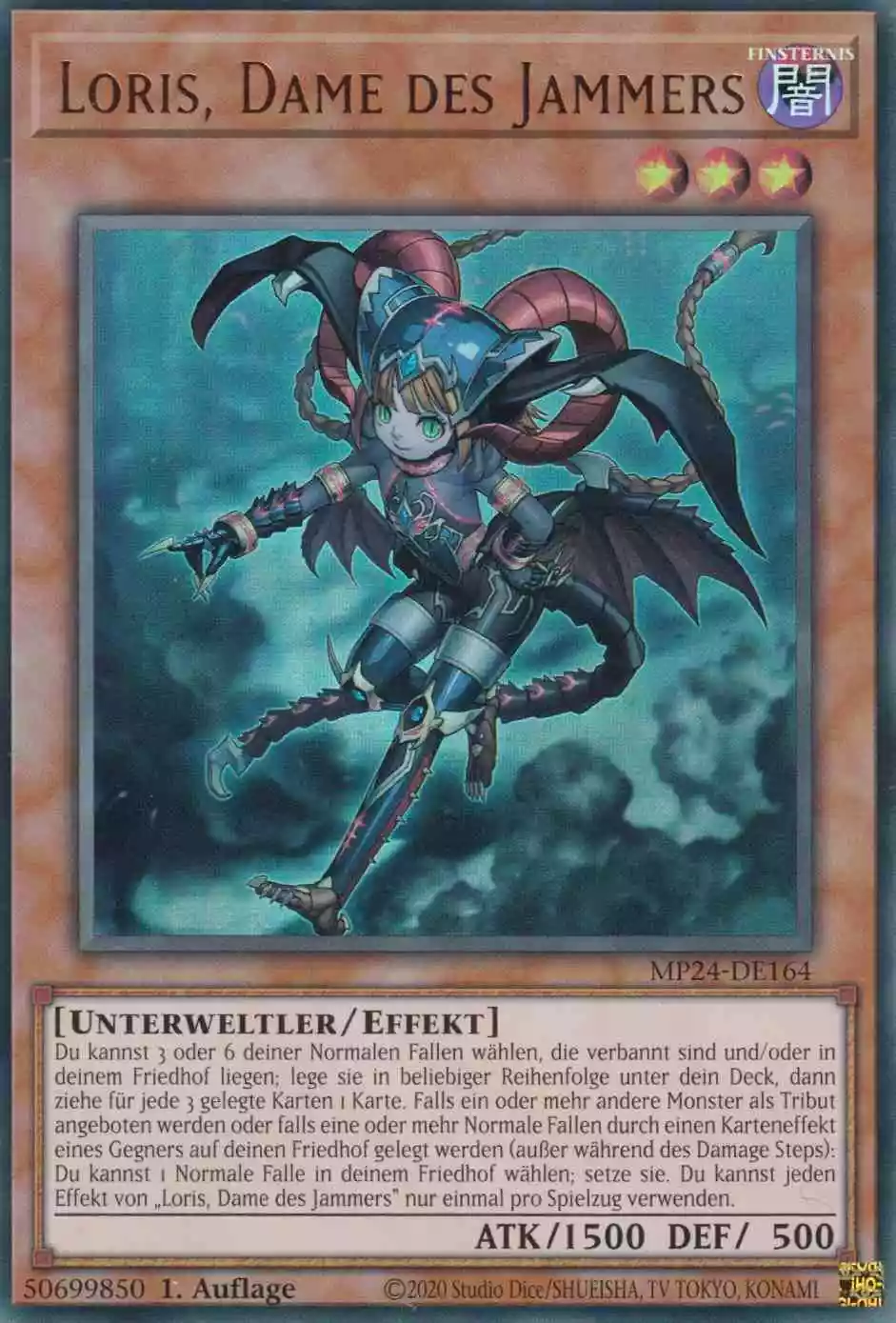 Loris, Dame des Jammers Ultra Rare MP24-DE164 Yugioh Karte Loris, Dame des Jammers MP24-DE164 ist in Ultra Rare Yu-Gi-Oh Karte aus 25th Anniversary Tin Dueling Mirrors 1.Auflage