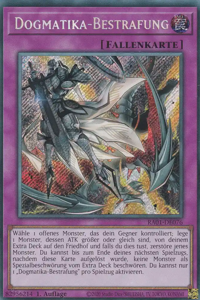ra01-de076-scr-dogmatika-bestrafung-secret-rare-25th-anniversary-rarity-collection Dogmatika-Bestrafung RA01-DE076 ist in Secret Rare Yu-Gi-Oh Karte aus 25th Anniversary Rarity Collection 1.Auflage