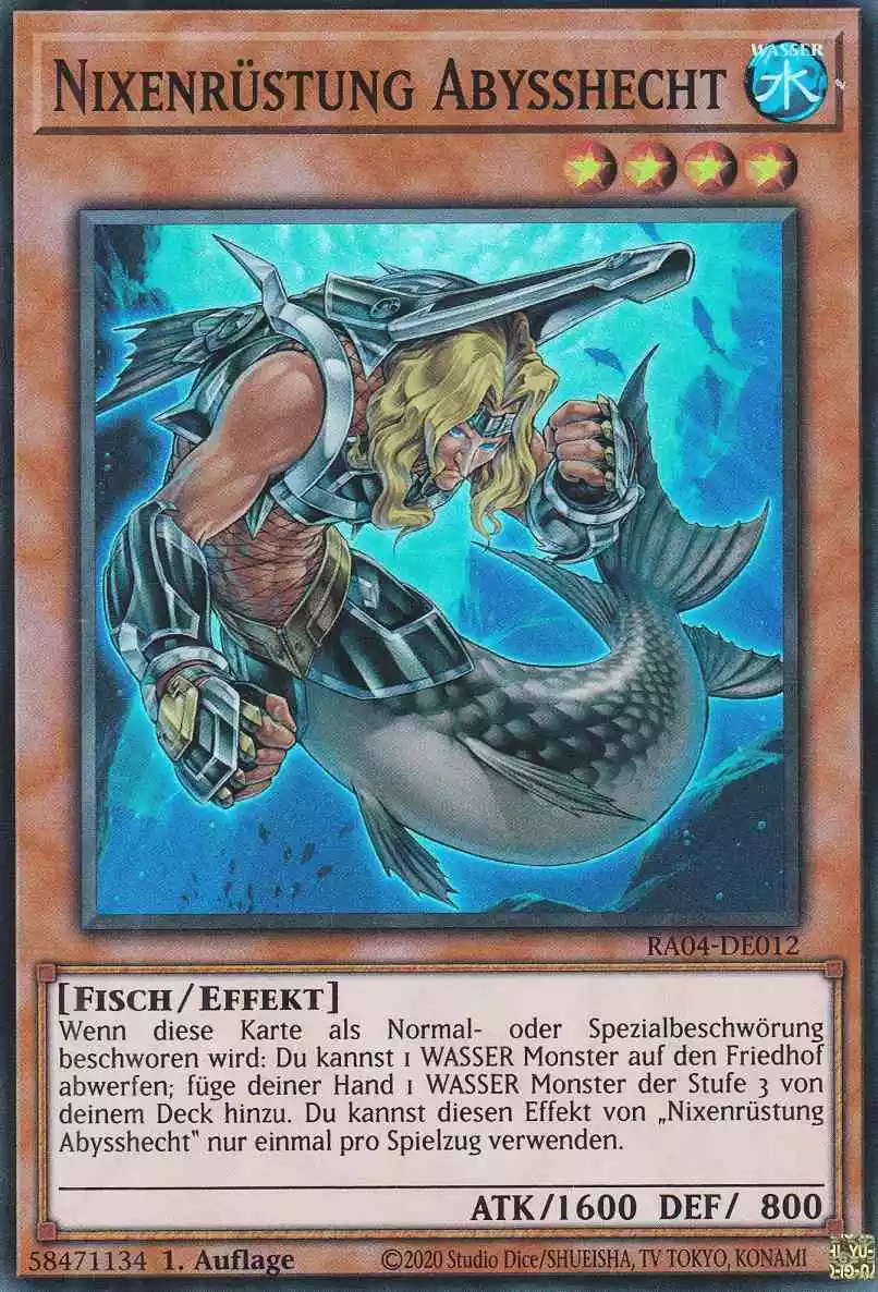 Nixenrüstung Abysshecht RA04-DE012 ist in Super Rare Yu-Gi-Oh Karte aus Quarter Century Stampede 1.Auflage