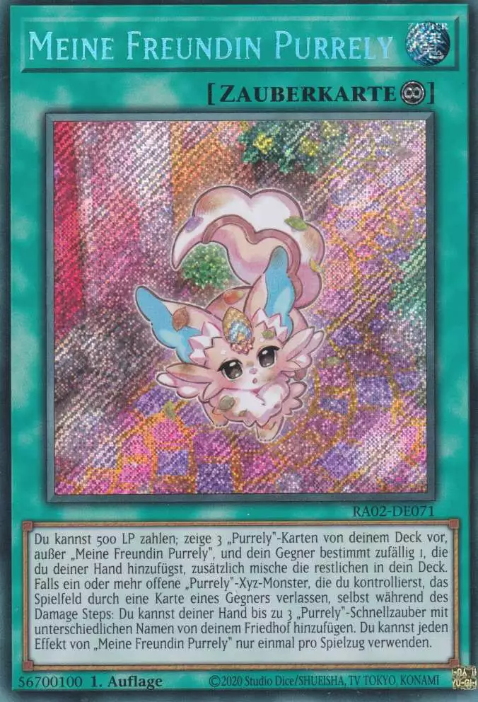 Meine Freundin Purrely RA02-DE071 ist in Secret Rare Yu-Gi-Oh Karte aus 25th Anniversary Rarity Collection 2 1.Auflage