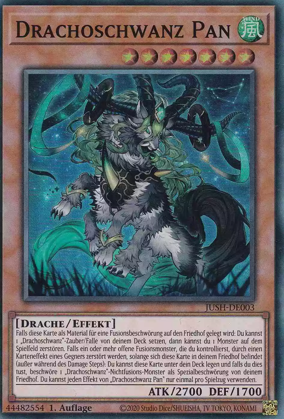 Drachoschwanz Pan JUSH-DE003 ist in Super Rare Yu-Gi-Oh Karte aus Justice Hunters 1.Auflage