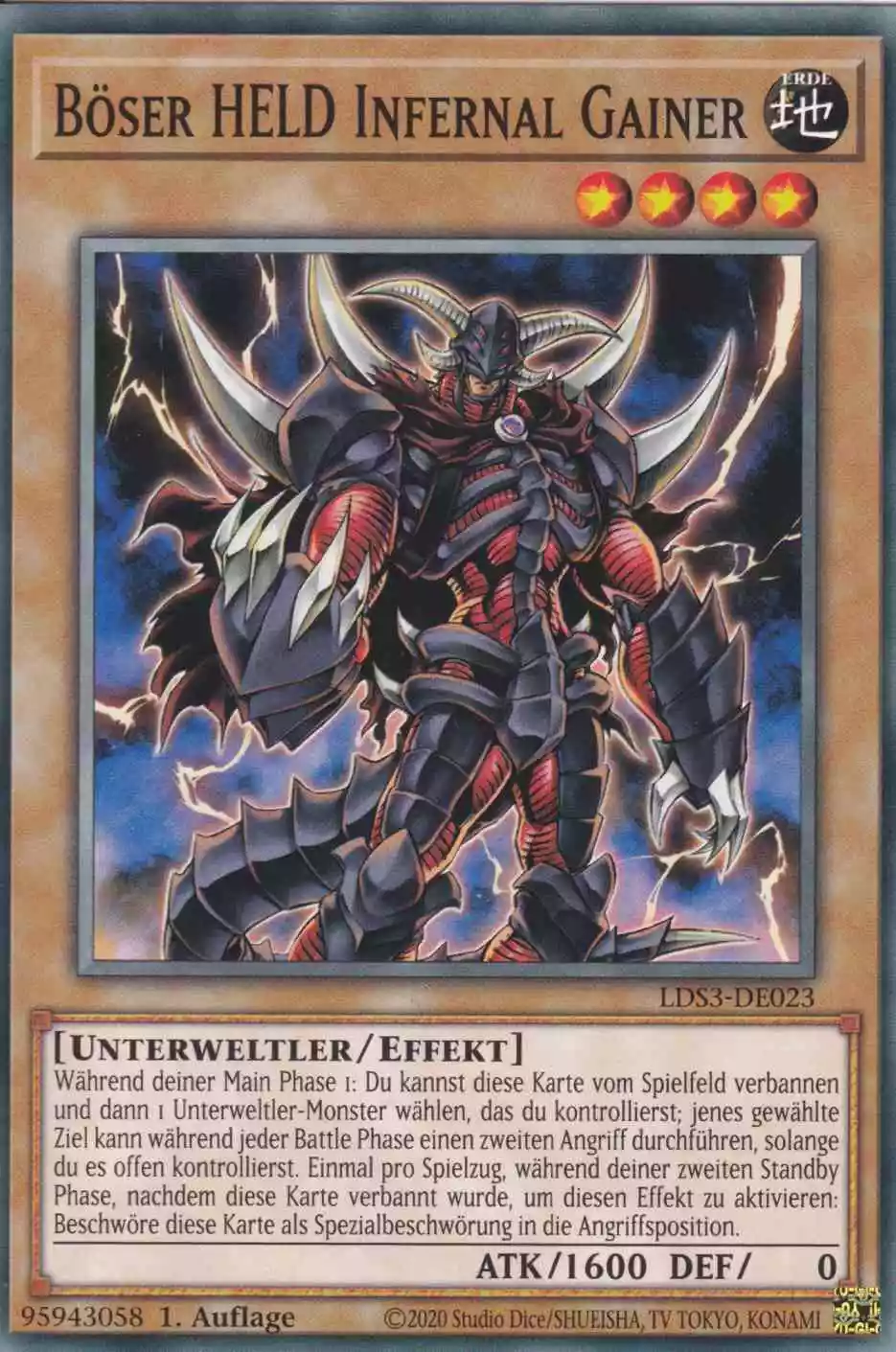 Böser HELD Infernal Gainer LDS3-DE023 ist in Common Yu-Gi-Oh Karte aus Legendary Duelists Season 3 1.Auflage