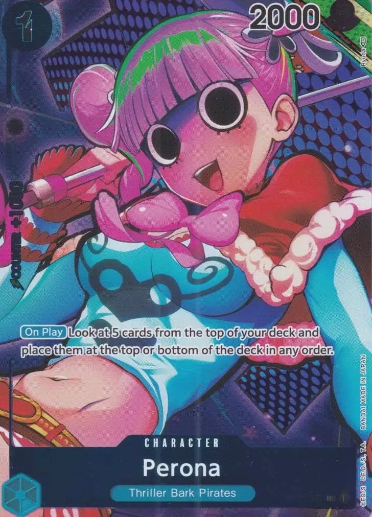 op01-077-a-perona-uncommon-romance-dawn Perona OP01-077 ist in Uncommon . Die One Piece Karte ist aus Romance Dawn in Parallel Alternative Art.