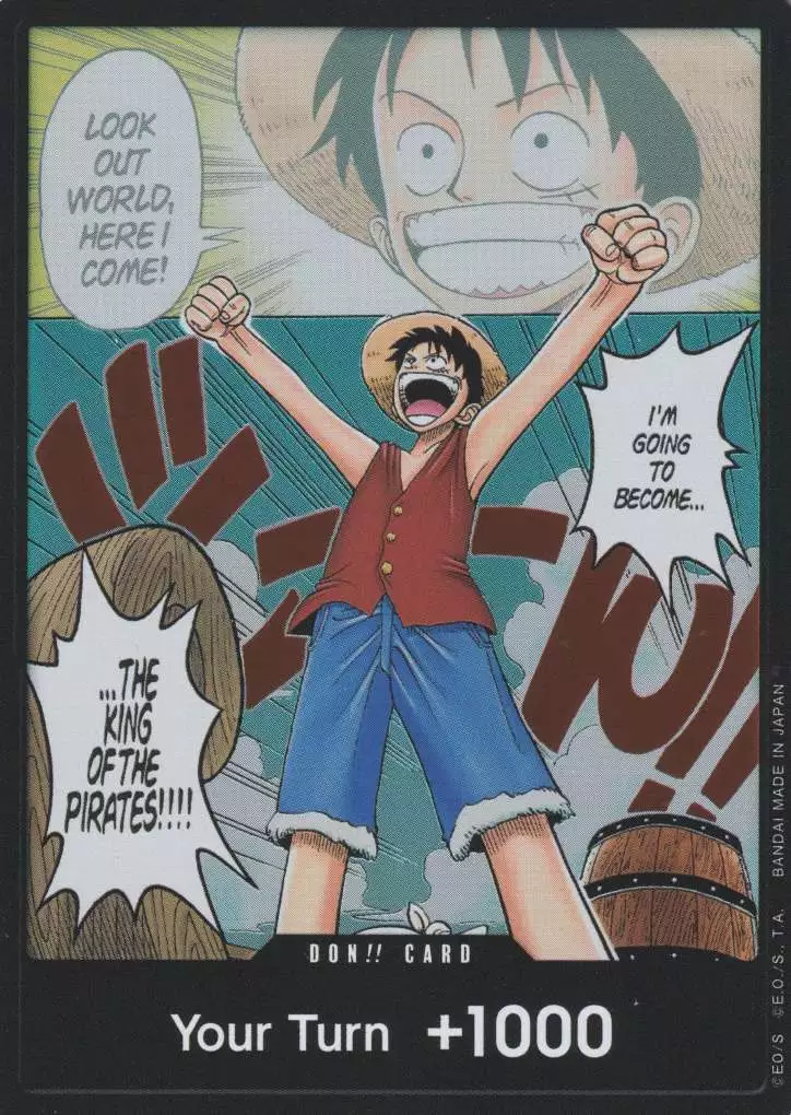 op-don-rh-don-monkey-d-luffy-romance-dawn DON Monkey.D.Luffy OP-DON-RH ist in . Die One Piece Karte ist aus Romance Dawn in Parallel Alternative Art.