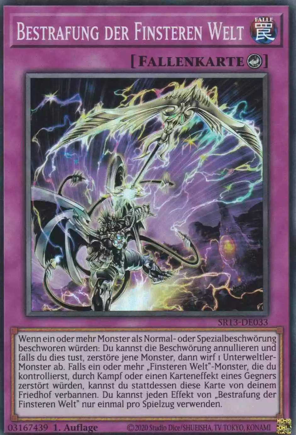 Bestrafung der Finsteren Welt SR13-DE033 ist in Super Rare Yu-Gi-Oh Karte aus Dark World 1.Auflage