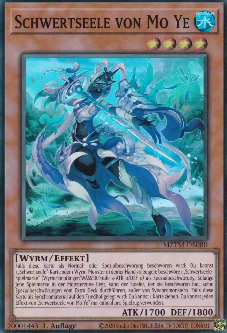Schwertseele von Mo Ye MZTM-DE080 ist in Super Rare Yu-Gi-Oh Karte aus Maze of the Master 1.Auflage