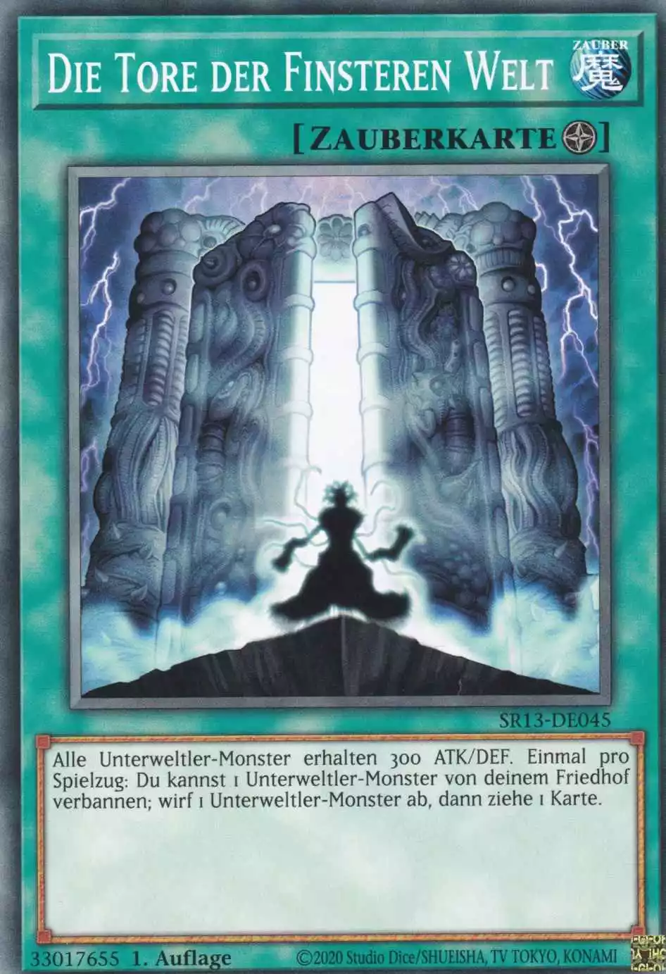 Die Tore der Finsteren Welt SR13-DE045 ist in Common Yu-Gi-Oh Karte aus Dark World 1.Auflage