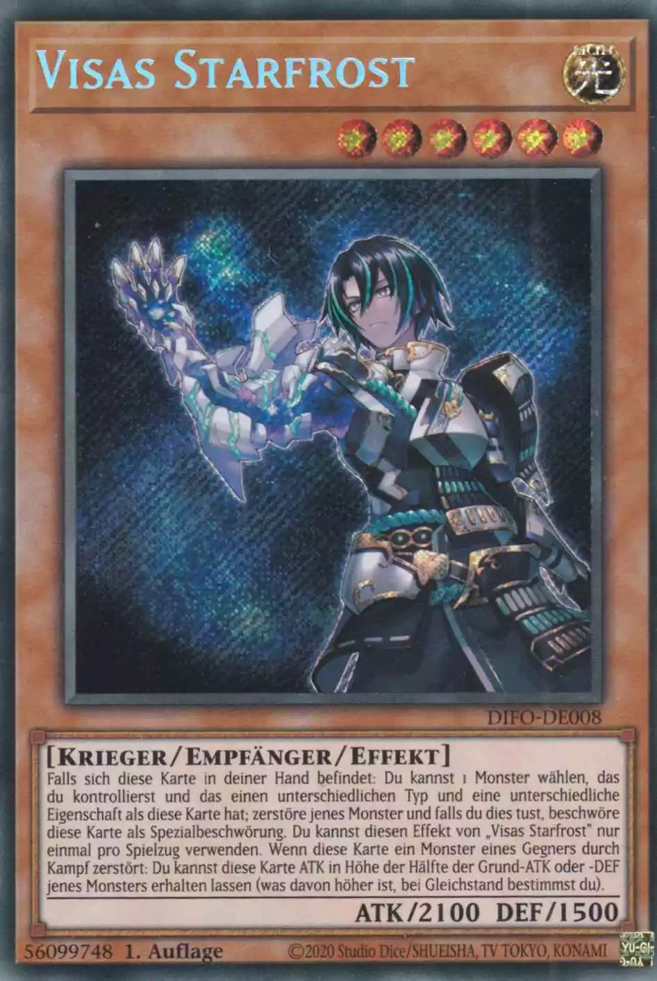 Visas Starfrost DIFO-DE008 ist in Secret Rare Yu-Gi-Oh Karte aus Dimension Force 1.Auflage