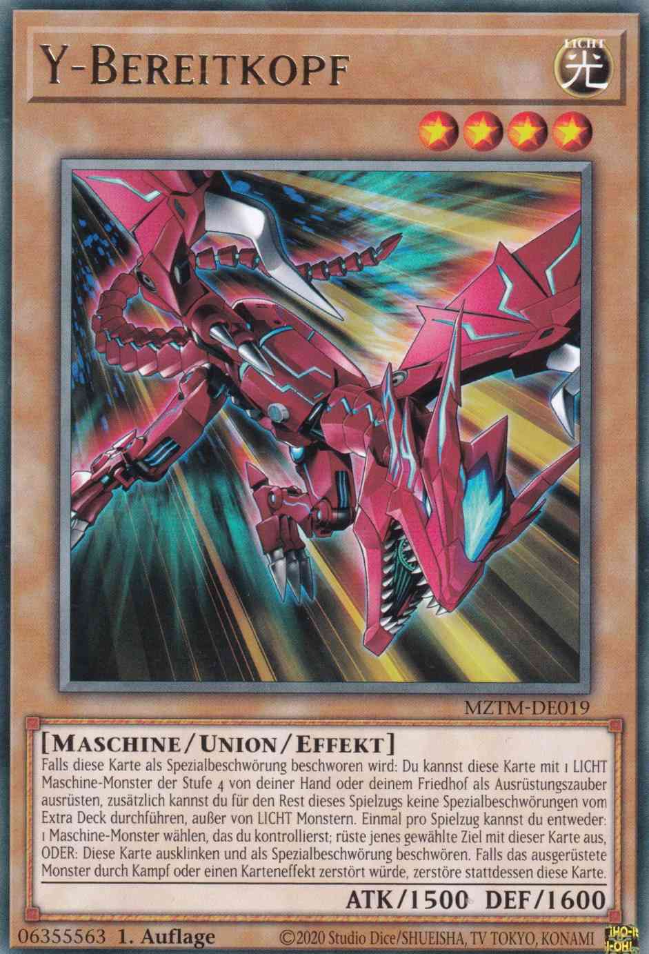 Y-Bereitkopf MZTM-DE019 ist in Rare Yu-Gi-Oh Karte aus Maze of the Master 1.Auflage