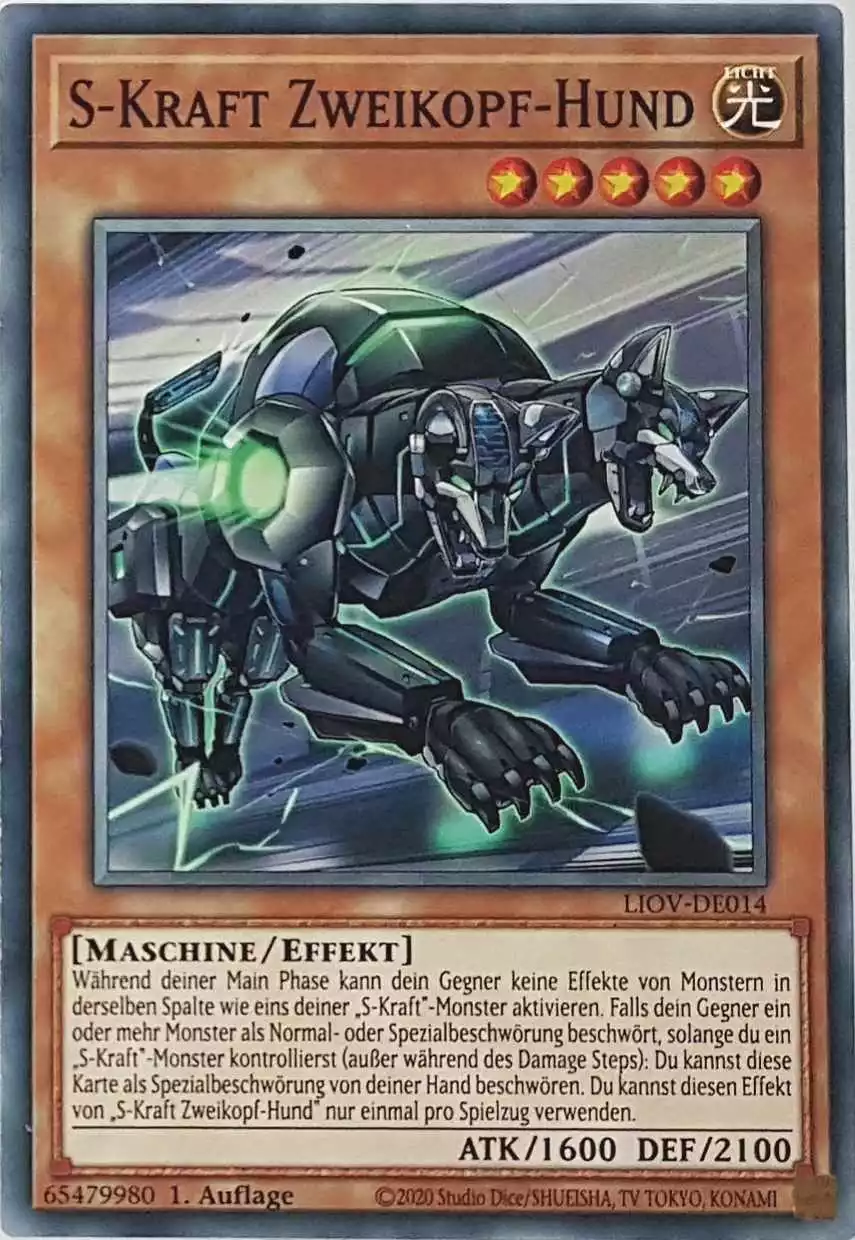 S-Kraft Zweikopf-Hund LIOV-DE014 ist in Common Yu-Gi-Oh Karte aus Lightning Overdrive 1.Auflage