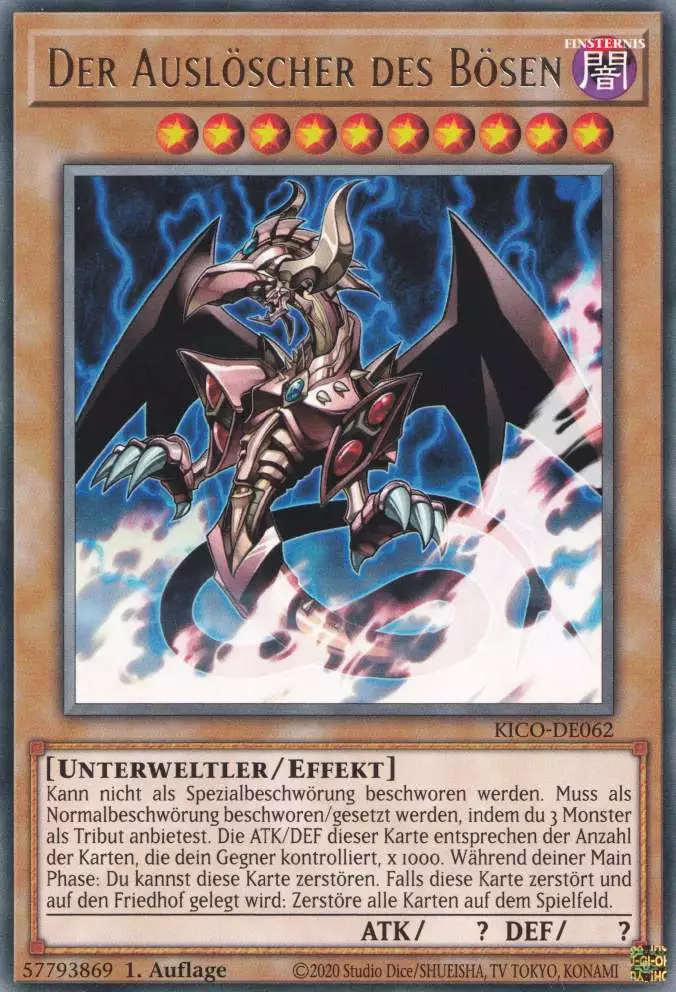 Der Auslöscher des Bösen KICO-DE062 ist in Rare Yu-Gi-Oh Karte aus King's Court 1.Auflage