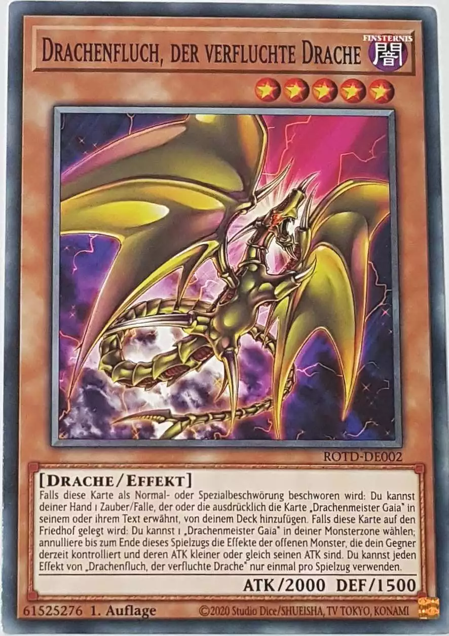 Drachenfluch, der verfluchte Drache ROTD-DE002 ist in Common Yu-Gi-Oh Karte aus Rise of the Duelist 1.Auflage