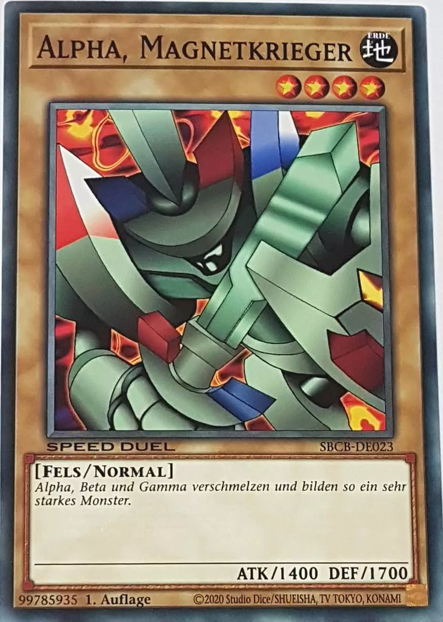 Alpha, Magnetkrieger SBCB-DE023 ist in Common Yu-Gi-Oh Karte aus Speed Duel Battle City Box 1. Auflage