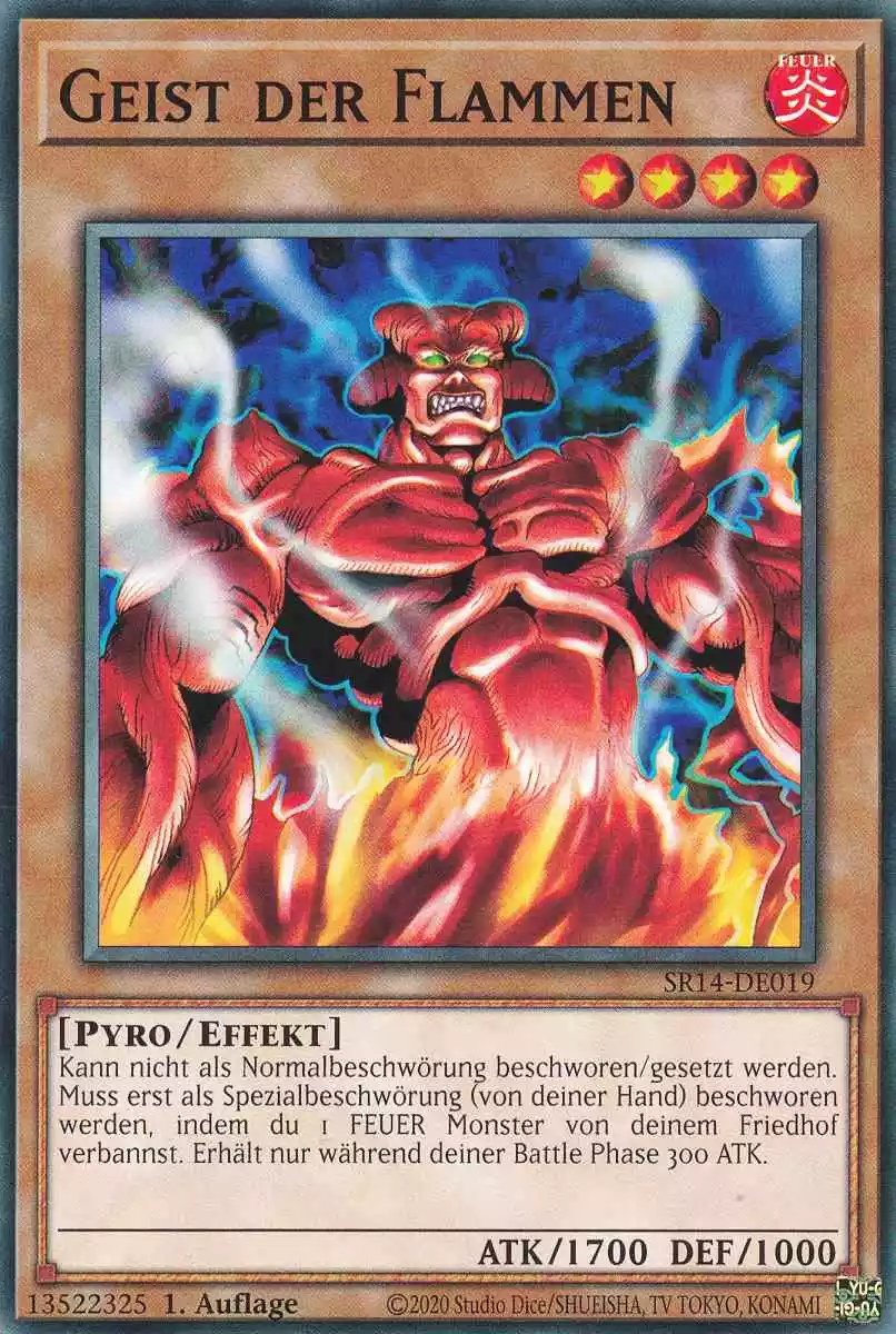 Geist der Flammen SR14-DE019 ist in Common Yu-Gi-Oh Karte aus Fire Kings 1.Auflage