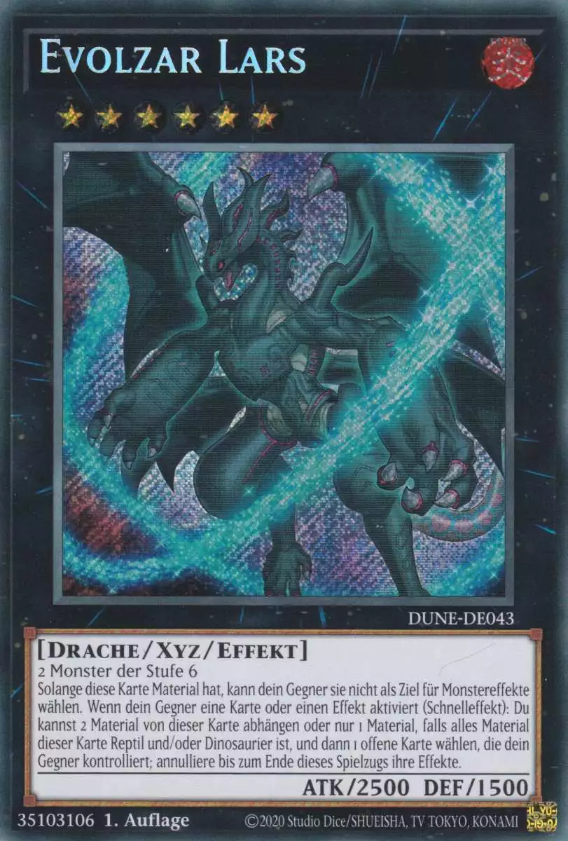 Evolzar Lars DUNE-DE043 ist in Secret Rare Yu-Gi-Oh Karte aus Duelist Nexus 1.Auflage