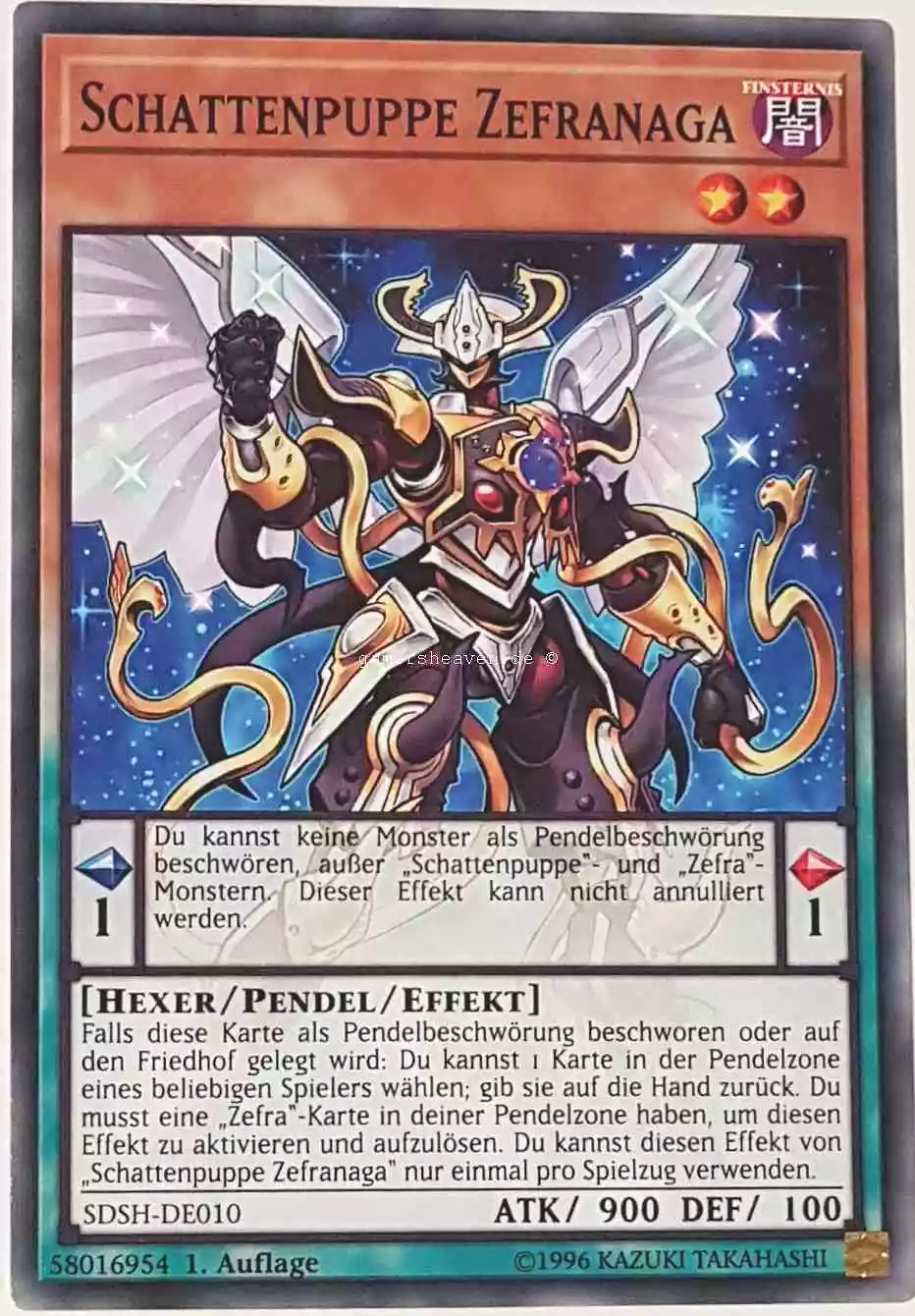 Schattenpuppe Zefranaga SDSH-DE010 ist in Common Yu-Gi-Oh Karte aus Shaddoll Showdown 1.Auflage