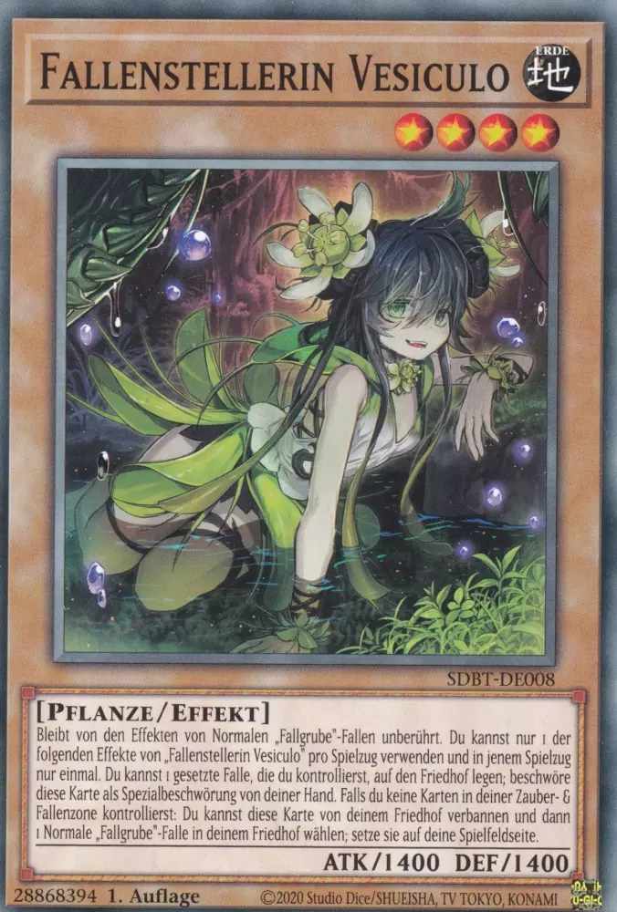 Fallenstellerin Vesiculo SDBT-DE008 ist in Common Yu-Gi-Oh Karte aus Structure Deck: Beware of Traptrix 1.Auflage