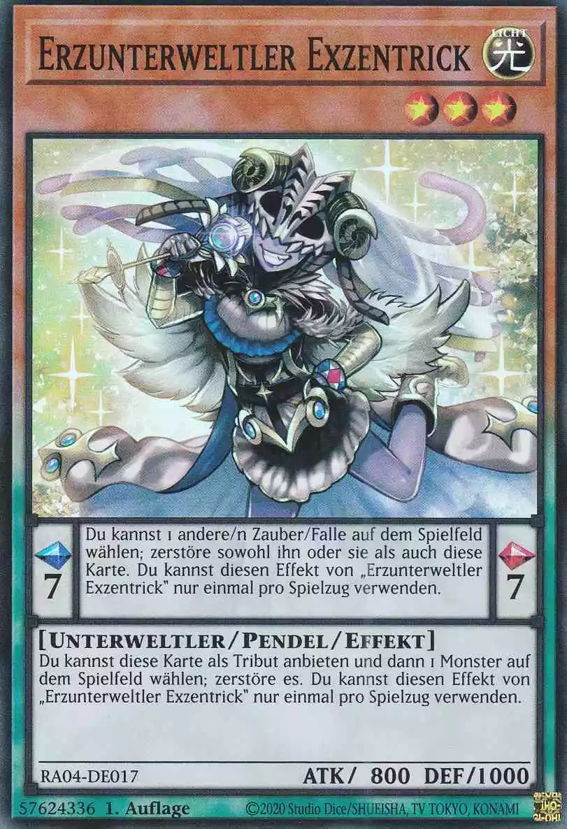 Erzunterweltler Exzentrick RA04-DE017 ist in Super Rare Yu-Gi-Oh Karte aus Quarter Century Stampede 1.Auflage