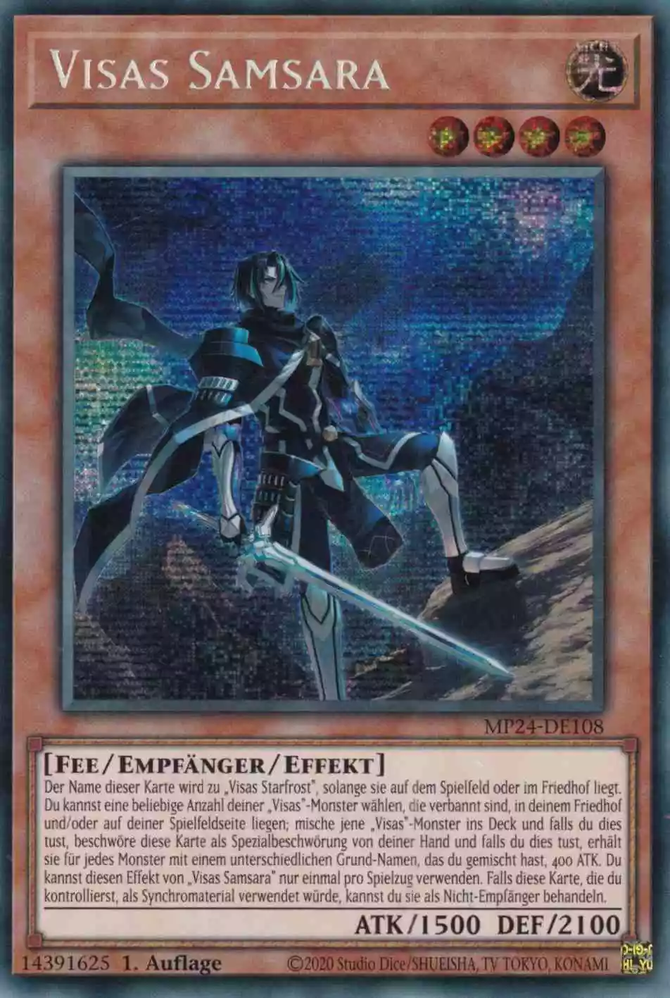 Visas Samsara MP24-DE108 ist in Prismatic Secret Rare Yu-Gi-Oh Karte aus 25th Anniversary Tin Dueling Mirrors 1.Auflage