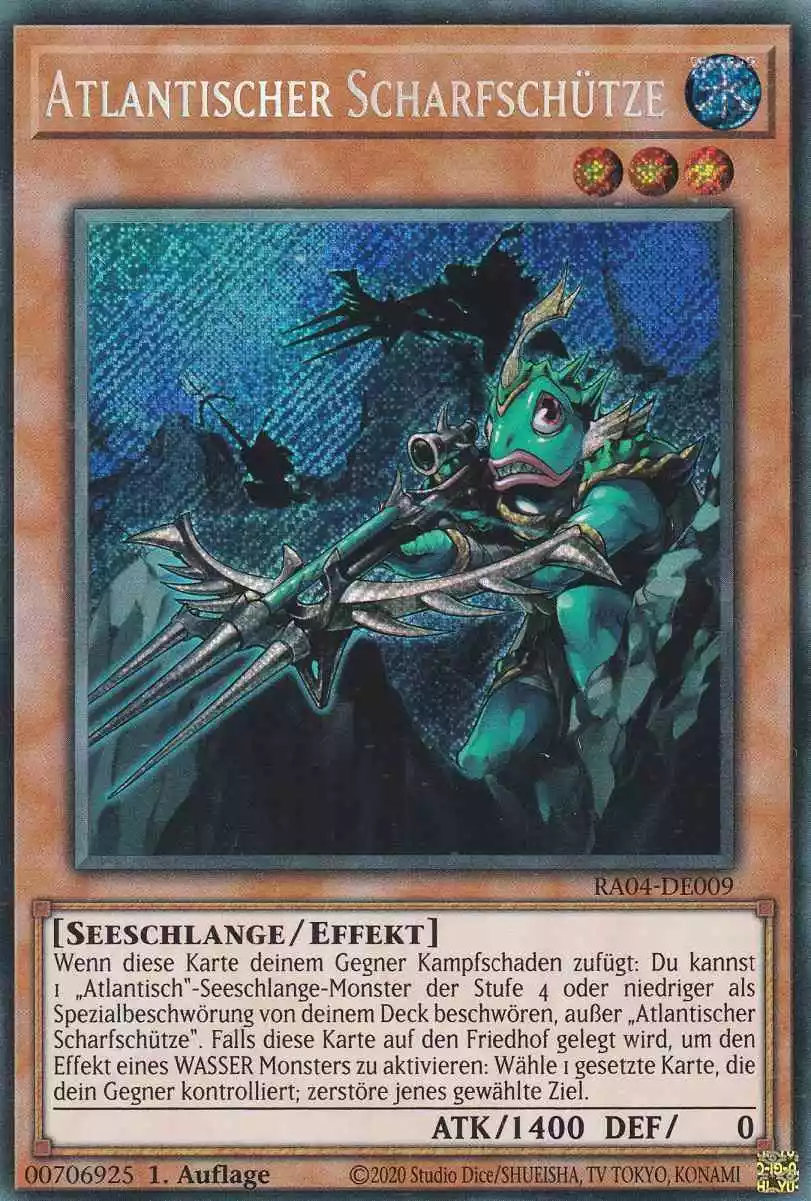 Atlantischer Scharfschütze RA04-DE009 ist in Secret Rare Yu-Gi-Oh Karte aus Quarter Century Stampede 1.Auflage