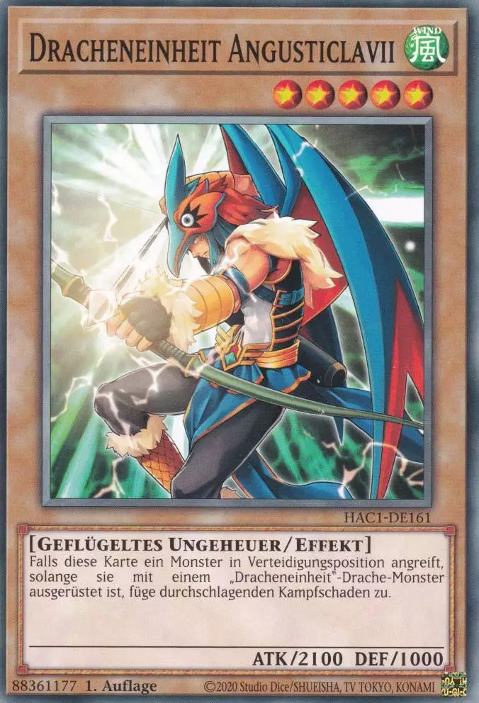 Dracheneinheit Angusticlavii HAC1-DE161 ist in Common Yu-Gi-Oh Karte aus Hidden Arsenal Chapter 1 1.Auflage