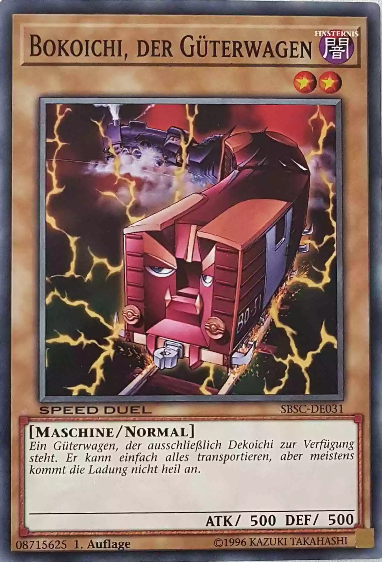 Bokoichi, der Güterwagen SBSC-DE031 ist in Common Yu-Gi-Oh Karte aus Speed Duel Scars of Battle 1. Auflage