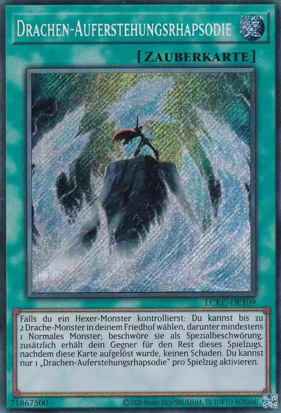 Drachen-Auferstehungsrhapsodie LCKC-DE109 ist in Secret Rare Yu-Gi-Oh Karte aus Legendary Collection Kaiba unlimitiert