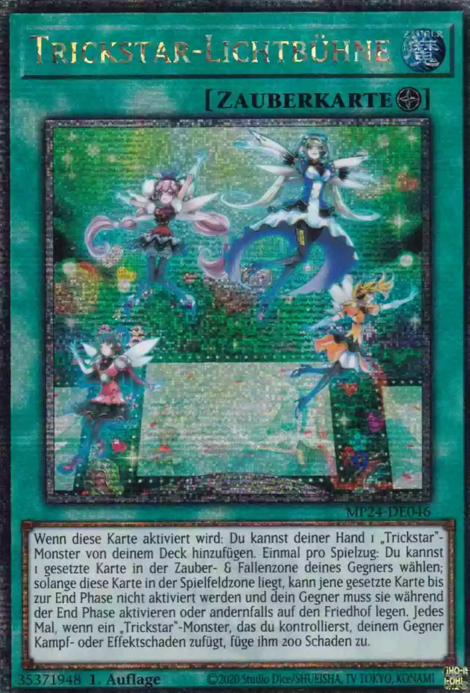 Trickstar-Lichtbühne Quarter Century Secret Rare MP24-DE046 Yugioh Karte Trickstar-Lichtbühne MP24-DE046 ist in Quarter Century Secret Rare Yu-Gi-Oh Karte aus 25th Anniversary Tin Dueling Mirrors 1.Auflage