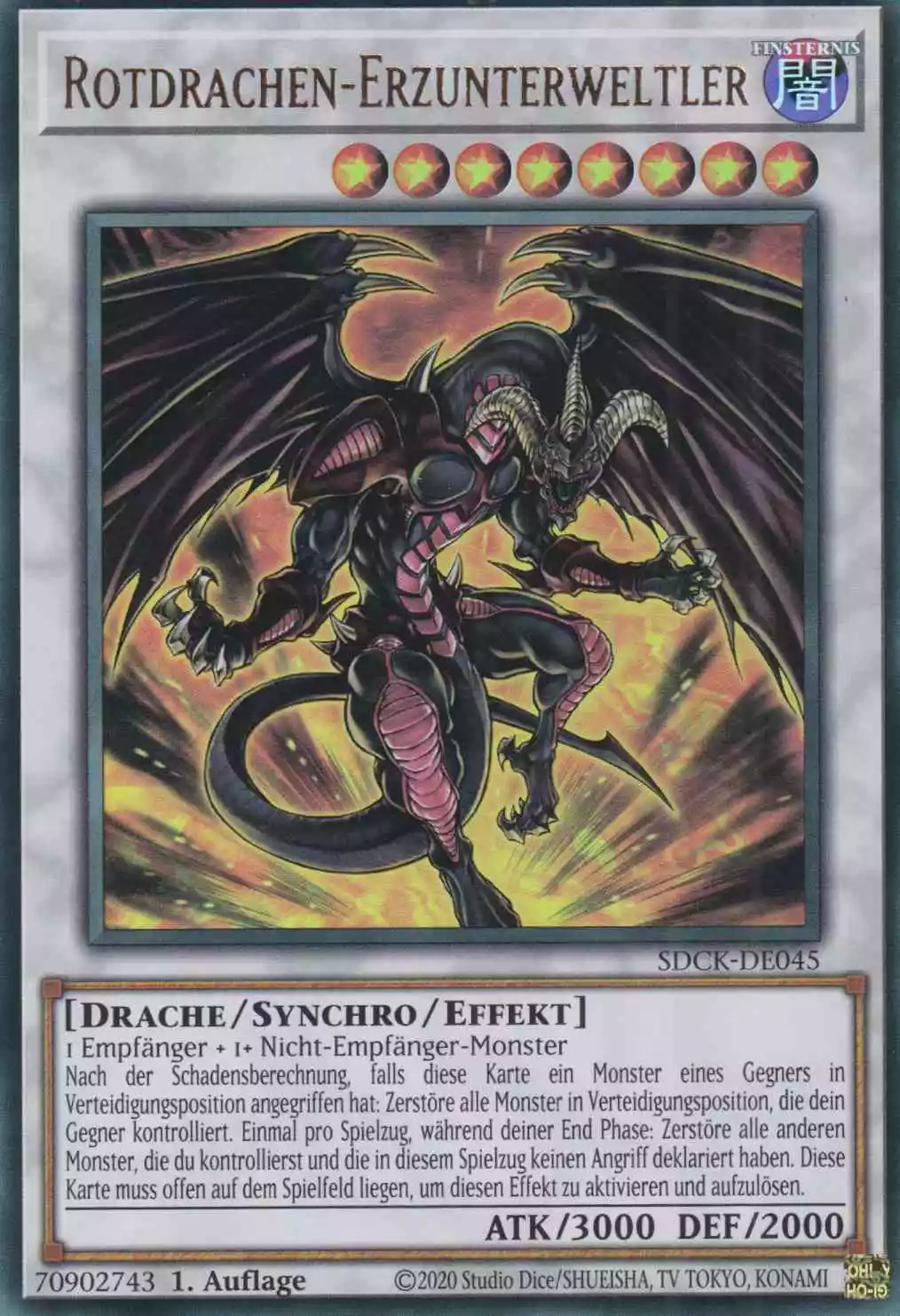 Rotdrachen-Erzunterweltler SDCK-DE045 ist in Ultra Rare Yu-Gi-Oh Karte aus The Crimson King 1.Auflage