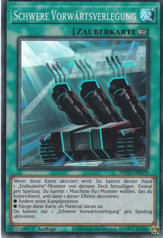 Schwere Vorwärtsverlegung MP21-DE079 ist in Super Rare Yu-Gi-Oh Karte aus Tin of Ancient Battles 1.Auflage